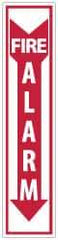 NMC - Fire Alarm, Pressure Sensitive Vinyl Fire Sign - 4" Wide x 18" High - Apex Tool & Supply