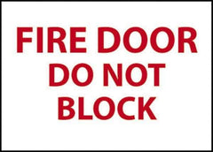 NMC - Fire Door - Do Not Block, Plastic Fire Sign - 14" Wide x 10" High - Apex Tool & Supply