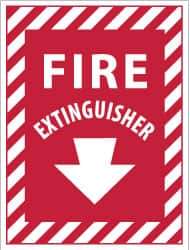 NMC - Fire Extinguisher, Pressure Sensitive Vinyl Fire Sign - 9" Wide x 12" High - Apex Tool & Supply