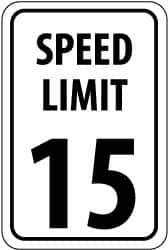 NMC - "Speed Limit 15", 18" Wide x 24" High, Aluminum Speed Limit Signs - 0.08" Thick, Black on White, High Intensity Reflectivity, Rectangle, Post Mount - Apex Tool & Supply