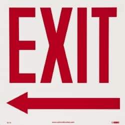 NMC - Exit, Pressure Sensitive Vinyl Exit Sign - 10" Wide x 10" High, Glow-in-the-Dark - Apex Tool & Supply