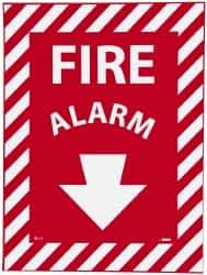 NMC - Fire Alarm, Pressure Sensitive Vinyl Fire Sign - 9" Wide x 12" High, Glow-in-the-Dark - Apex Tool & Supply