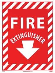 NMC - Fire Extinguisher, Pressure Sensitive Vinyl Fire Sign - 9" Wide x 12" High, Glow-in-the-Dark - Apex Tool & Supply