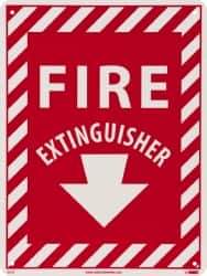 NMC - Fire Extinguisher, Rigid Plastic Fire Sign - 9" Wide x 12" High, Glow-in-the-Dark - Apex Tool & Supply