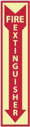 NMC - Fire Extinguisher, Pressure Sensitive Vinyl Fire Sign - 4" Wide x 18" High, Glow-in-the-Dark - Apex Tool & Supply