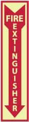 NMC - Fire Extinguisher, Rigid Plastic Fire Sign - 4" Wide x 18" High, Glow-in-the-Dark - Apex Tool & Supply