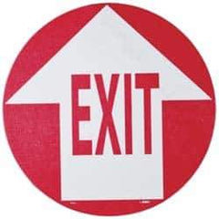 NMC - Exit, Anti-Skid Pressure-Sensitive Vinyl Floor Sign - Round, Red on White, Adhesive Backed, For Exit, Entrance & Directional - Apex Tool & Supply