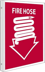 NMC - Fire Hose, Rigid Plastic Fire Sign - 8" Wide x 10" High - Apex Tool & Supply