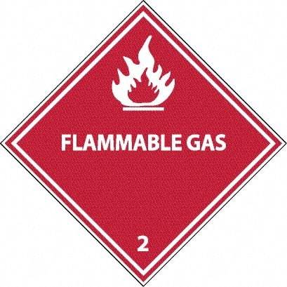 NMC - Flammable Gas DOT Shipping Label - 4" High x 4" Wide - Apex Tool & Supply