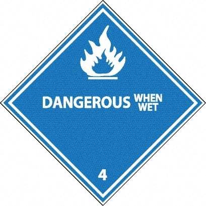 NMC - Dangerous When Wet DOT Shipping Label - 4" High x 4" Wide - Apex Tool & Supply