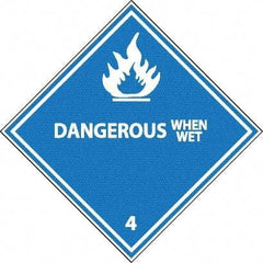 NMC - Dangerous When Wet DOT Shipping Label - 4" High x 4" Wide - Apex Tool & Supply