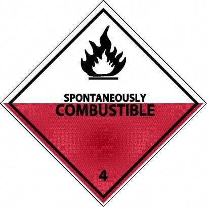 NMC - Spontaneously Combustible DOT Shipping Label - 4" High x 4" Wide - Apex Tool & Supply