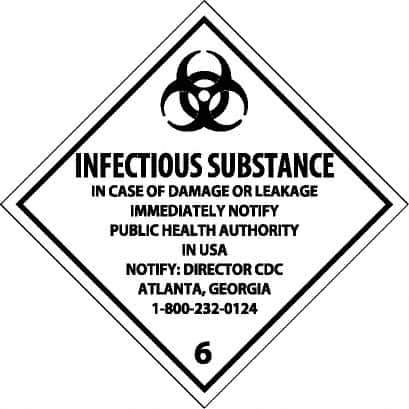 NMC - Infectious Substance - In Case of Damage or Leakage Immediately Notify Public Authority in U.S.A. - Notify: Director... DOT Shipping Label - 4" High x 4" Wide - Apex Tool & Supply
