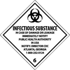 NMC - Infectious Substance - In Case of Damage or Leakage Immediately Notify Public Authority in U.S.A. - Notify: Director... DOT Shipping Label - 4" High x 4" Wide - Apex Tool & Supply