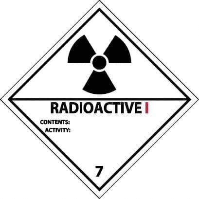 NMC - Radioactive I Contents: Activity: DOT Shipping Label - 4" High x 4" Wide - Apex Tool & Supply