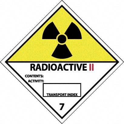 NMC - Radioactive II Contents: Activity: Transport Index DOT Shipping Label - 4" High x 4" Wide - Apex Tool & Supply