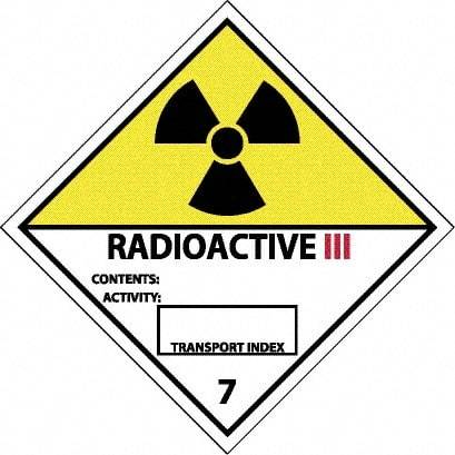 NMC - Radioactive III Contents: Activity: Transport Index DOT Shipping Label - 4" High x 4" Wide - Apex Tool & Supply