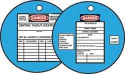 NMC - DANGER - DO NOT REMOVE THIS TAG - EMPLOYEES WORKING ON EQUIPMENT - CENTRAL TAGOUT LOCATED, English Safety & Facility Lockout Tag - Tag Header: Danger, 2 Sides, Black, Red & White Fiber - Apex Tool & Supply