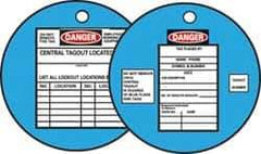 NMC - DANGER - DO NOT REMOVE THIS TAG - EMPLOYEES WORKING ON EQUIPMENT - CENTRAL TAGOUT LOCATED, English Safety & Facility Lockout Tag - Tag Header: Danger, 2 Sides, Black, Red & White Fiber - Apex Tool & Supply