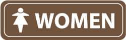 NMC - Women, 11" Wide x 3.5" High, Acrylic Sign - English, White on Brown, Wall Mount - Apex Tool & Supply