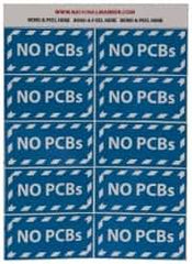 NMC - Hazardous Materials Label - Legend: No PCBs, English, Blue & White, 2" Long x 1" High, Sign Muscle Finish - Apex Tool & Supply