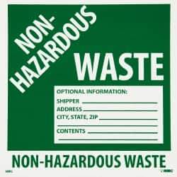 NMC - Non-Hazardous Materials Label - Legend: Non-Regulated Waste Optional Information: Shipper___, Address___, City, State, Zip___, Contents___, English, Green & White, 6" Long x 6" High, Sign Muscle Finish - Apex Tool & Supply