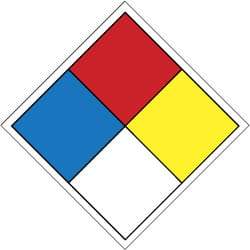 NMC - Hazardous Materials Label - Legend: NFPA Classification Label, English, Blue, Red, Yellow, Black & White, 2" Long x 2" High, Sign Muscle Finish - Apex Tool & Supply