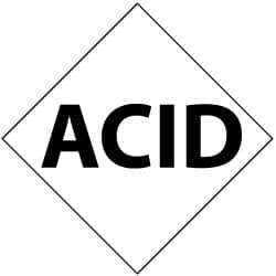 NMC - Hazardous Materials Label - Legend: Acid, English, Black & White, 2-1/2" Long x 2-1/2" High, Sign Muscle Finish - Apex Tool & Supply