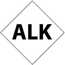 NMC - Hazardous Materials Label - Legend: Alk, English, Black & White, 5" Long x 5" High, Sign Muscle Finish - Apex Tool & Supply