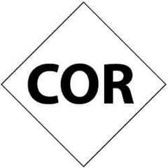 NMC - Hazardous Materials Label - Legend: Cor, English, Black & White, 5" Long x 5" High, Sign Muscle Finish - Apex Tool & Supply