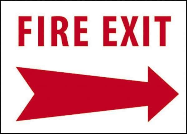 NMC - Fire Exit, Pressure Sensitive Vinyl Fire Sign - 14" Wide x 10" High - Apex Tool & Supply