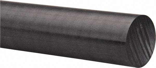 Made in USA - 2' Long, 3" Diam, Acetal Plastic Rod - Black - Apex Tool & Supply