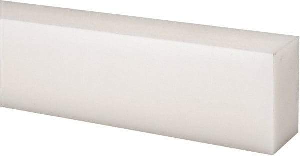 Made in USA - 2 Ft. Long x 1-1/2 Inch Wide x 1 Inch High, Acetal, Rectangular Plastic Bar - Natural - Apex Tool & Supply