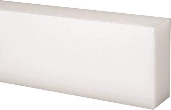 Made in USA - 1 Ft. Long x 2 Inch Wide x 1 Inch High, Acetal, Rectangular Plastic Bar - Natural - Apex Tool & Supply