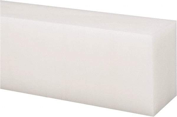 Made in USA - 2 Ft. Long x 2 Inch Wide x 1-1/2 Inch High, Acetal, Rectangular Plastic Bar - Natural - Apex Tool & Supply