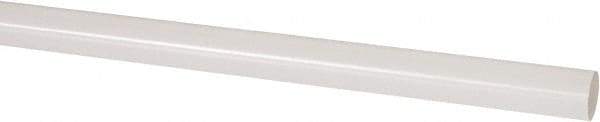 Made in USA - 8' Long, 1/2" Diam, PVDF Plastic Rod - White - Apex Tool & Supply