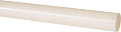 Made in USA - 4' Long, 1" Diam, PVDF Plastic Rod - White - Apex Tool & Supply