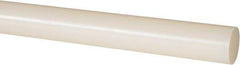 Made in USA - 8' Long, 1" Diam, PVDF Plastic Rod - White - Apex Tool & Supply