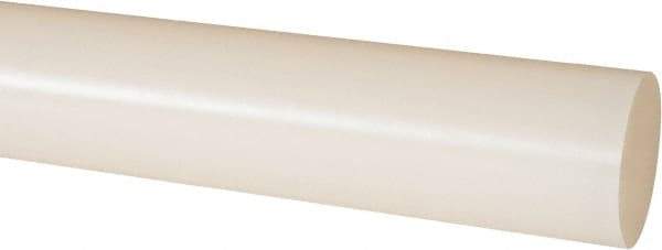 Made in USA - 4' Long, 1-1/2" Diam, PVDF Plastic Rod - White - Apex Tool & Supply