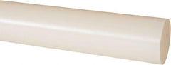 Made in USA - 4' Long, 1-1/2" Diam, PVDF Plastic Rod - White - Apex Tool & Supply