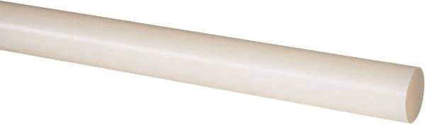 Made in USA - 4' Long, 1-1/8" Diam, Nylon 6/6 Plastic Rod - Natural (Color) - Apex Tool & Supply