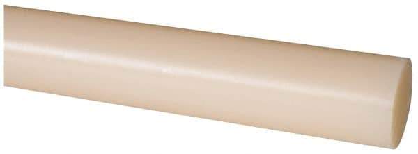Made in USA - 8' Long, 1-3/8" Diam, Nylon 6/6 Plastic Rod - Natural (Color) - Apex Tool & Supply