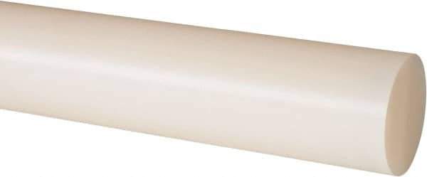 Made in USA - 8' Long, 1-1/2" Diam, Nylon 6/6 Plastic Rod - Natural (Color) - Apex Tool & Supply