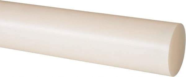 Made in USA - 4' Long, 1-5/8" Diam, Nylon 6/6 Plastic Rod - Natural (Color) - Apex Tool & Supply