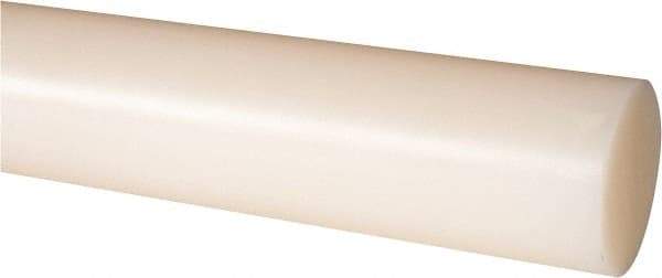 Made in USA - 8' Long, 1-5/8" Diam, Nylon 6/6 Plastic Rod - Natural (Color) - Apex Tool & Supply