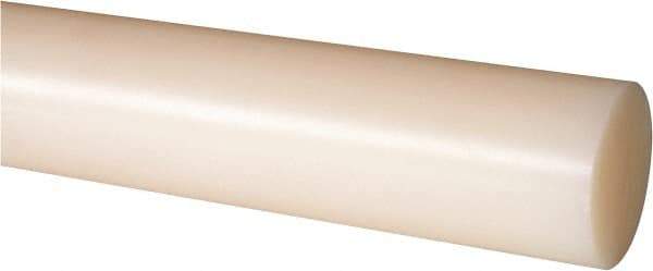Made in USA - 4' Long, 1-7/8" Diam, Nylon 6/6 Plastic Rod - Natural (Color) - Apex Tool & Supply