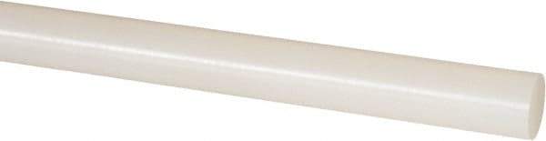 Made in USA - 5' Long, 2-1/2" Diam, Nylon 6/12 Plastic Rod - ±1/4" Length Tolerance, +1/4 - 0.000" Diam Tolerance, Rockwell R-114 Hardness, Natural (Color) - Apex Tool & Supply