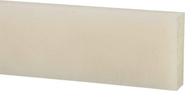 Made in USA - 1 Ft. Long x 2 Inch Wide x 1/2 Inch High, Nylon, Rectangular Plastic Bar - Natural - Apex Tool & Supply