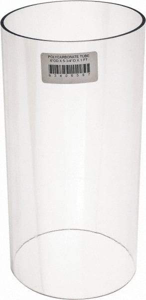 Made in USA - 6 Inch Outside Diameter x 1 Ft. Long, Plastic Round Tube - Polycarbonate - Apex Tool & Supply