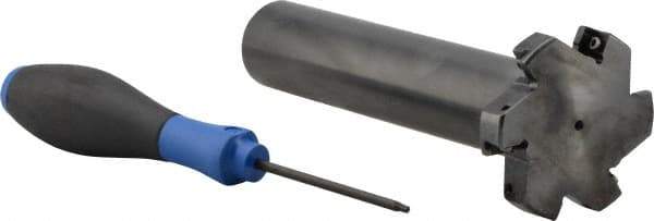 Seco - Shank Connection, 1/2" Cutting Width, 5/8" Depth of Cut, 2-1/2" Cutter Diam, 3 Tooth Indexable Slotting Cutter - 1-1/4" Shank Diam, R335.18 Toolholder, LNK.. 08.. Insert, Right Hand Cutting Direction - Apex Tool & Supply